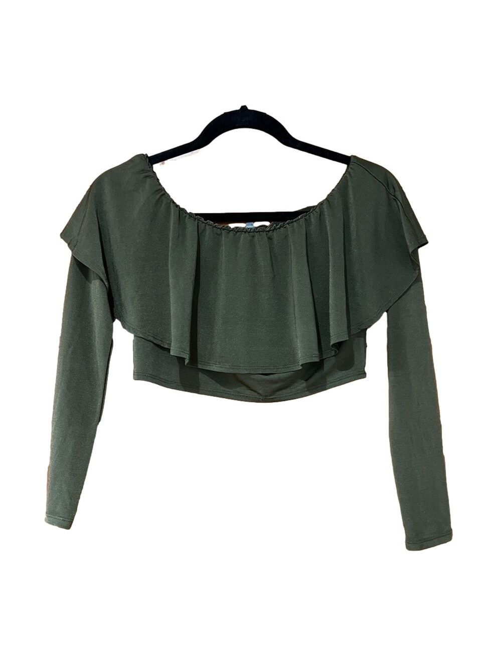 Charlotte Russe Green Off The Shoulder Crop Top Small